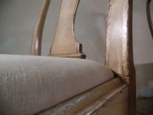 ANTIQUE SET OF FOUR CREAM GREY PAINTED QUEEN ANNE DINING CHAIRS DROPIN SEAT - ADDITIONAL PHOTO 5