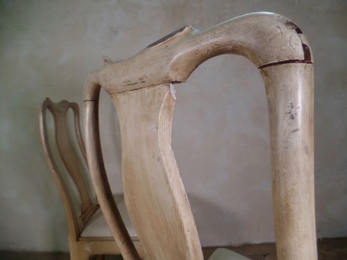 ANTIQUE SET OF FOUR CREAM GREY PAINTED QUEEN ANNE DINING CHAIRS DROPIN SEAT - ADDITIONAL PHOTO 7