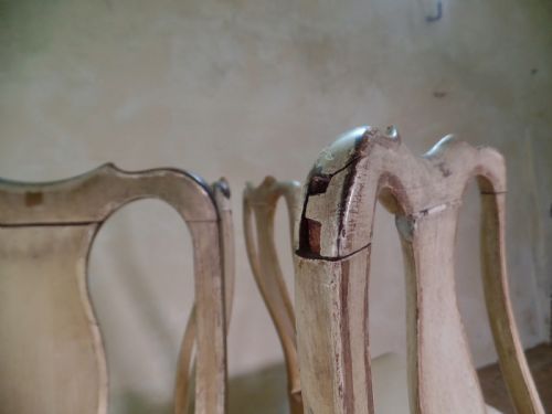 ANTIQUE SET OF FOUR CREAM GREY PAINTED QUEEN ANNE DINING CHAIRS DROPIN SEAT - ADDITIONAL PHOTO 12