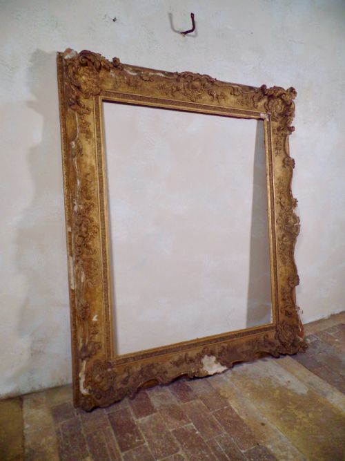 18th century antique extremely large french rocco swept picture frame - CATEGORY: ANTIQUE MIRRORS - DATED 18TH CENTURY