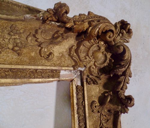 18TH CENTURY ANTIQUE EXTREMELY LARGE FRENCH ROCCO SWEPT PICTURE FRAME - ADDITIONAL PHOTO 1