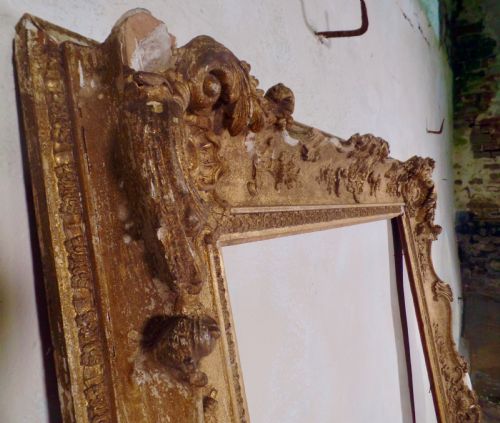 18TH CENTURY ANTIQUE EXTREMELY LARGE FRENCH ROCCO SWEPT PICTURE FRAME - ADDITIONAL PHOTO 2