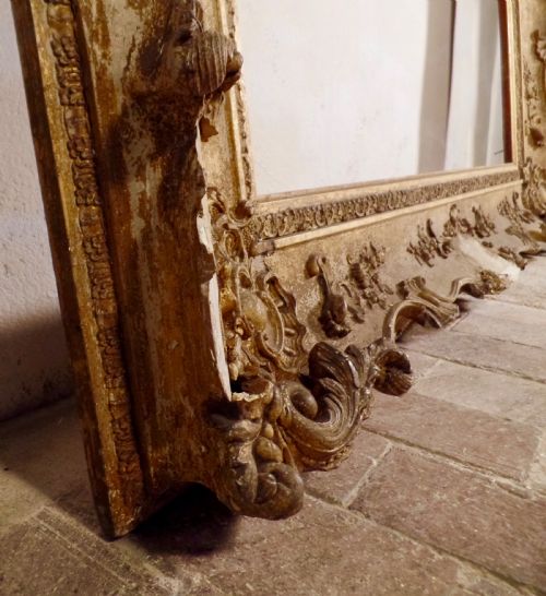 18TH CENTURY ANTIQUE EXTREMELY LARGE FRENCH ROCCO SWEPT PICTURE FRAME - ADDITIONAL PHOTO 7