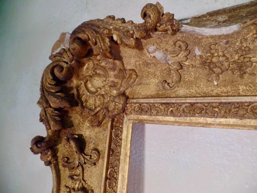 18TH CENTURY ANTIQUE EXTREMELY LARGE FRENCH ROCCO SWEPT PICTURE FRAME - ADDITIONAL PHOTO 9