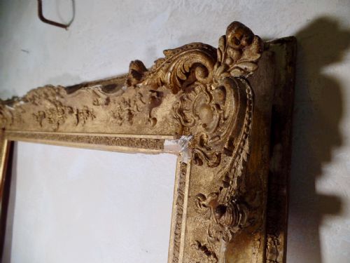 18TH CENTURY ANTIQUE EXTREMELY LARGE FRENCH ROCCO SWEPT PICTURE FRAME - ADDITIONAL PHOTO 10