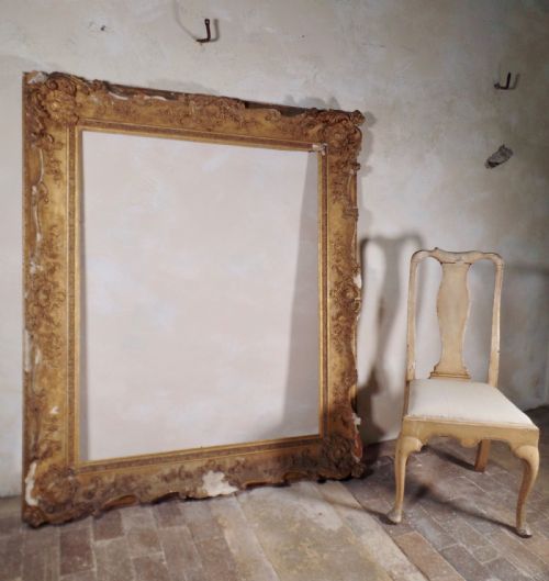 18TH CENTURY ANTIQUE EXTREMELY LARGE FRENCH ROCCO SWEPT PICTURE FRAME - ADDITIONAL PHOTO 11