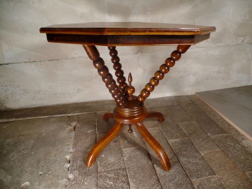 a mauchline fernware octagonal occasional table bobbin turned legs - CATEGORY: ANTIQUE TABLES - DATED 19TH CENTURY