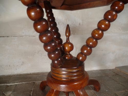 A MAUCHLINE FERNWARE OCTAGONAL OCCASIONAL TABLE BOBBIN TURNED LEGS - ADDITIONAL PHOTO 1