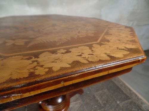 A MAUCHLINE FERNWARE OCTAGONAL OCCASIONAL TABLE BOBBIN TURNED LEGS - ADDITIONAL PHOTO 7