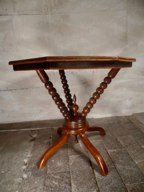 A MAUCHLINE FERNWARE OCTAGONAL OCCASIONAL TABLE BOBBIN TURNED LEGS - ADDITIONAL PHOTO 11
