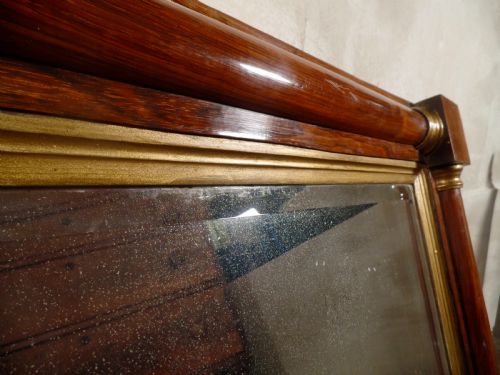 ANTIQUE REGENCY GEORGIAN BEVELLED WALL MIRROR ROSEWOOD AND GILT FRAME OVERMANTEL - ADDITIONAL PHOTO 6