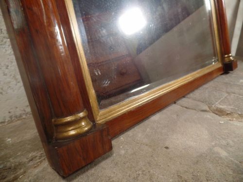 ANTIQUE REGENCY GEORGIAN BEVELLED WALL MIRROR ROSEWOOD AND GILT FRAME OVERMANTEL - ADDITIONAL PHOTO 7