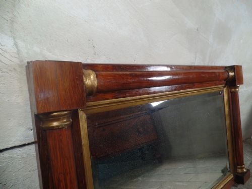 ANTIQUE REGENCY GEORGIAN BEVELLED WALL MIRROR ROSEWOOD AND GILT FRAME OVERMANTEL - ADDITIONAL PHOTO 8