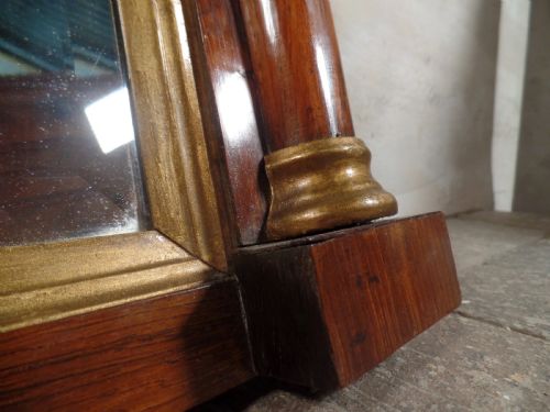 ANTIQUE REGENCY GEORGIAN BEVELLED WALL MIRROR ROSEWOOD AND GILT FRAME OVERMANTEL - ADDITIONAL PHOTO 11