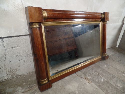 antique regency georgian bevelled wall mirror rosewood and gilt frame overmantel - CATEGORY: ANTIQUE MIRRORS - DATED GEORGIAN