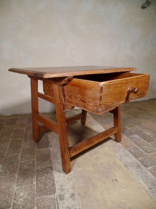 ANTIQUE PINE SPANISH PREP TABLE RUSTIC PRIMITIVE WITH A DRAWER - ADDITIONAL PHOTO 2