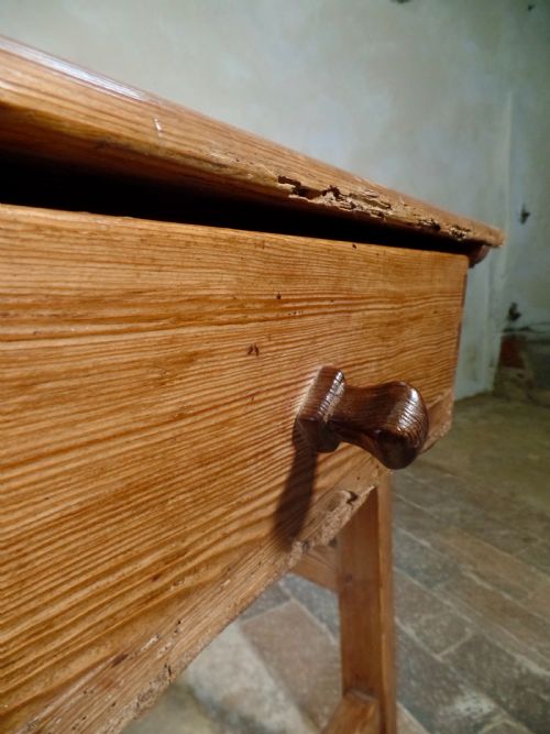 ANTIQUE PINE SPANISH PREP TABLE RUSTIC PRIMITIVE WITH A DRAWER - ADDITIONAL PHOTO 5