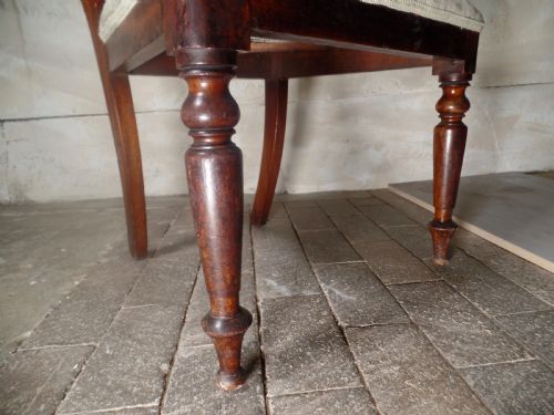 ANTIQUE WILLIAM IV REGENCY MAHOGANY LIBRAY DESK ELBOW CHAIR SCROLL UPHOLSTERED - ADDITIONAL PHOTO 8