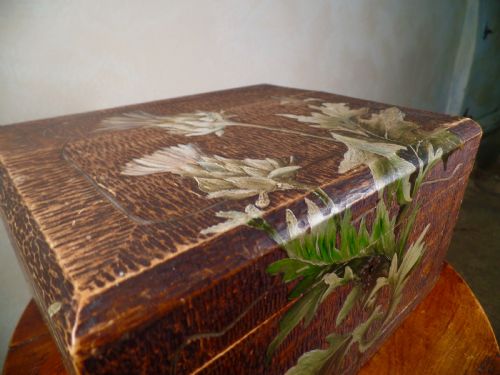 ANTIQUE 19TH CENTURY HAND PAINTED SCOTTISH ADZED THISTLES TABLE BOX WOODEN - ADDITIONAL PHOTO 9