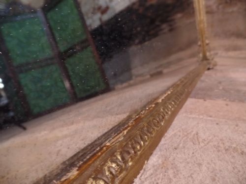 AN ANTIQUE VICTORIAN EXCEPTIONALLY LARGE GILT OVERMANTEL MIRROR FRAME FOXING C1840 - ADDITIONAL PHOTO 2