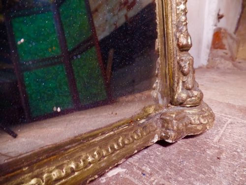AN ANTIQUE VICTORIAN EXCEPTIONALLY LARGE GILT OVERMANTEL MIRROR FRAME FOXING C1840 - ADDITIONAL PHOTO 7