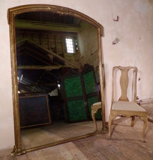 AN ANTIQUE VICTORIAN EXCEPTIONALLY LARGE GILT OVERMANTEL MIRROR FRAME FOXING C1840 - ADDITIONAL PHOTO 10