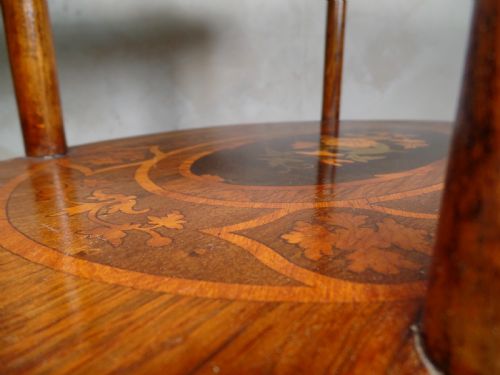 ANTIQUE FRENCH ETAGERE WALNUT BRONZE THREETIER SIDE TABLE MARQUETRY INLAID - ADDITIONAL PHOTO 3