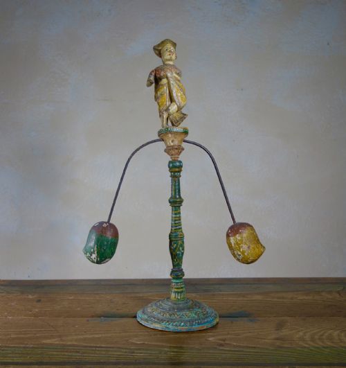 19th century indian carved decorative hand painted polychrome ornament mobile toy - CATEGORY: ANTIQUE MISCELLANEOUS - DATED 19TH CENTURY