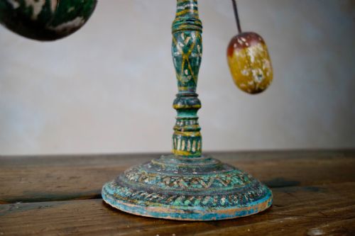 19TH CENTURY INDIAN CARVED DECORATIVE HAND PAINTED POLYCHROME ORNAMENT MOBILE TOY - ADDITIONAL PHOTO 11