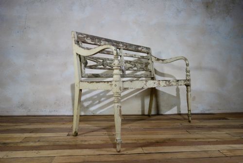 early 20th century french painted garden bench - CATEGORY: ANTIQUE FURNITURE - DATED 1910