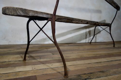 EXTREMELY LONG ANTIQUE FRENCH CAST IRON GARDEN BENCH - ADDITIONAL PHOTO 11