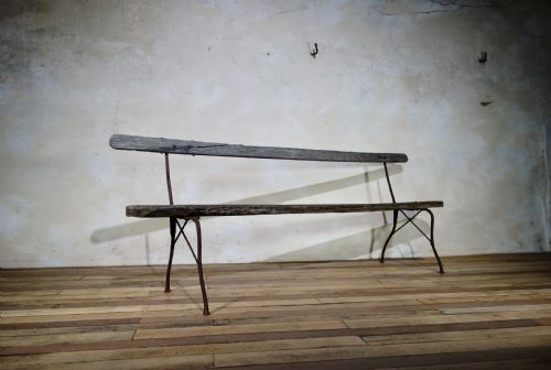 EXTREMELY LONG ANTIQUE FRENCH CAST IRON GARDEN BENCH - ADDITIONAL PHOTO 12