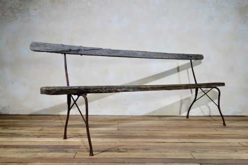 extremely long antique french cast iron garden bench - CATEGORY: ANTIQUE FURNITURE - DATED 19TH CENTURY