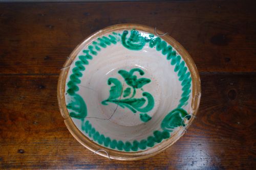 19th century spanish dairy bowl granada lebrillo earthenware - CATEGORY: ANTIQUE CERAMICS - DATED 19TH CENTURY
