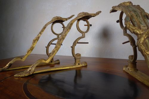 FOUR 19TH CENTURY FRENCH ORMOLU CURTAIN POLE BRACKETS - ADDITIONAL PHOTO 6