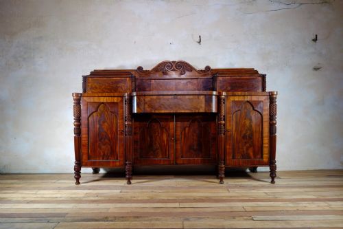 a large antique george iv mahogany pedestal sideboard - CATEGORY: ANTIQUE SIDEBOARDS - DATED REGENCY