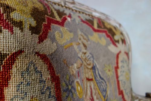 AN ANTIQUE PAIR OF FAUTEUIL FRENCH PAINTED ARMCHAIRS - ADDITIONAL PHOTO 2