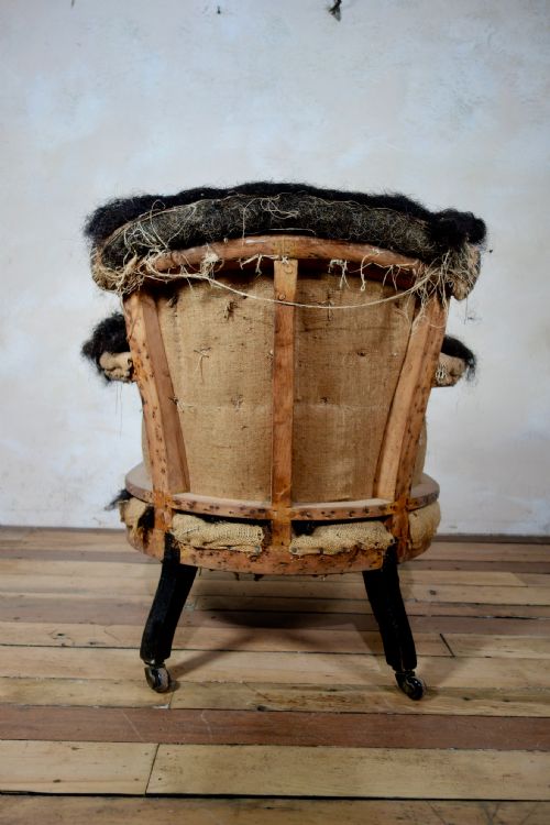ANTIQUE VICTORIAN NURSING ARMCHAIR FOR UPHOLSTERY - ADDITIONAL PHOTO 3