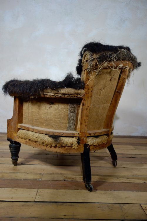 ANTIQUE VICTORIAN NURSING ARMCHAIR FOR UPHOLSTERY - ADDITIONAL PHOTO 5