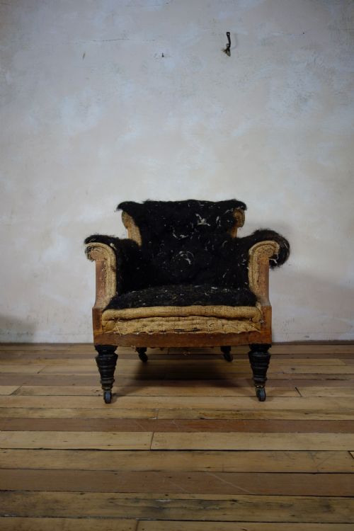 ANTIQUE VICTORIAN NURSING ARMCHAIR FOR UPHOLSTERY - ADDITIONAL PHOTO 6