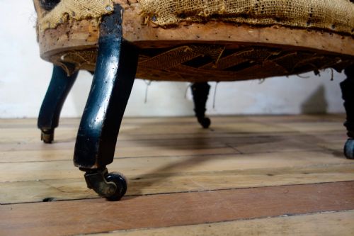 ANTIQUE VICTORIAN NURSING ARMCHAIR FOR UPHOLSTERY - ADDITIONAL PHOTO 7