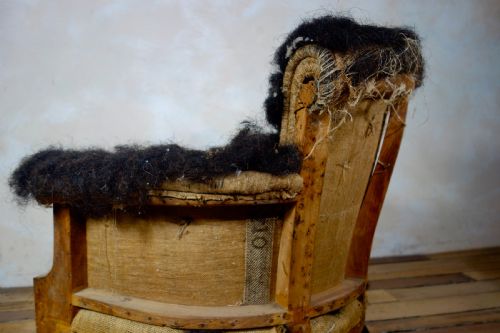ANTIQUE VICTORIAN NURSING ARMCHAIR FOR UPHOLSTERY - ADDITIONAL PHOTO 11