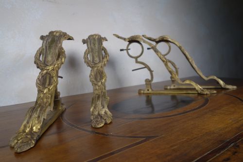 four 19th century french ormolu curtain pole brackets - CATEGORY: ANTIQUE MISCELLANEOUS - DATED 19TH CENTURY
