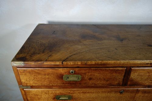 MILITARY BRASS MOUNTED MAHOGANY TWOPART SECRTAIRE CAMPAIGN CHEST OF DRAWERS - ADDITIONAL PHOTO 10