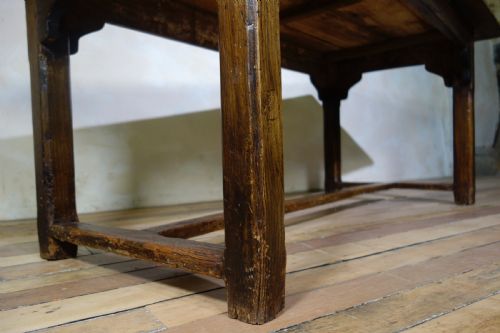 A LATE 18TH CENT ELM OAK FARMHOUSE TRESTLE TABLE - ADDITIONAL PHOTO 3