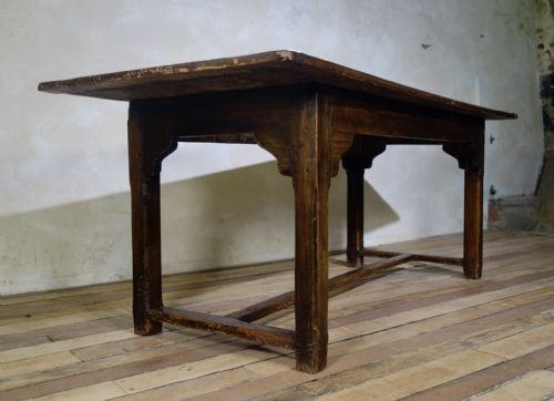 A LATE 18TH CENT ELM OAK FARMHOUSE TRESTLE TABLE - ADDITIONAL PHOTO 5