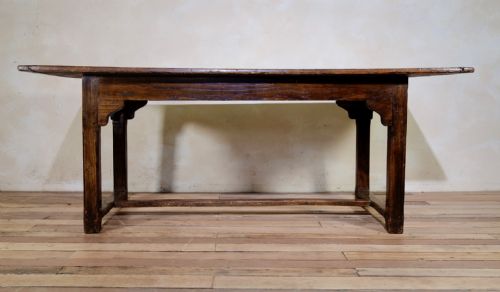 A LATE 18TH CENT ELM OAK FARMHOUSE TRESTLE TABLE - ADDITIONAL PHOTO 6