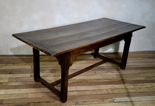 A LATE 18TH CENT ELM OAK FARMHOUSE TRESTLE TABLE - ADDITIONAL PHOTO 7