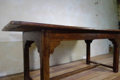 A LATE 18TH CENT ELM OAK FARMHOUSE TRESTLE TABLE - ADDITIONAL PHOTO 8