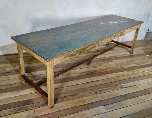 A LARGE 19TH CENTURY PROVINCIAL ORIGINAL PAINTED FRENCH FARMHOUSE REFECTORY TABLE - ADDITIONAL PHOTO 11